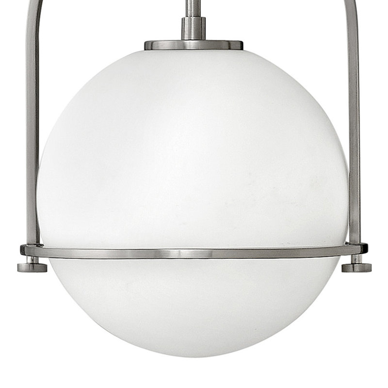 Luminaire suspendu Arie avec abat-jour sphérique, H 17 po x l 11,5 po x P 11,5 po, Nickel brossé