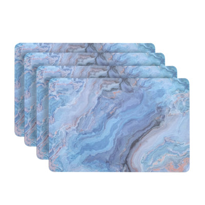 Pattyann Placemats Dining Table Mat Table Decor Washable Non Slip Marble Rectangle 12 X 18 Navy