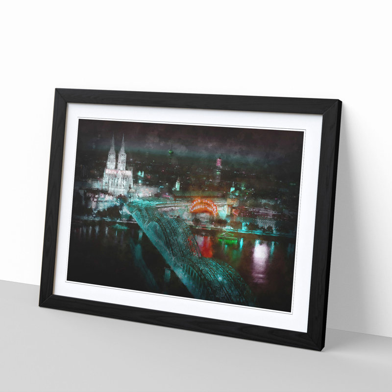Cologne Skyline - Picture Frame Graphic Art Print, Black Framed, 33cm H x 45cm W x 2cm D