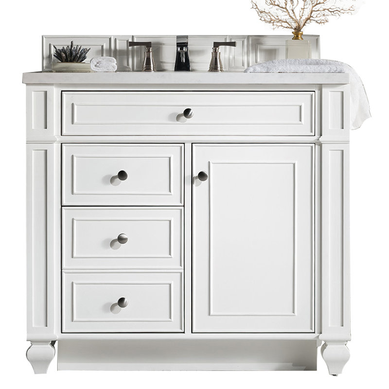 Bristol 36'' W Single Vanity, Bright White, White Zeus, 8" Widespread