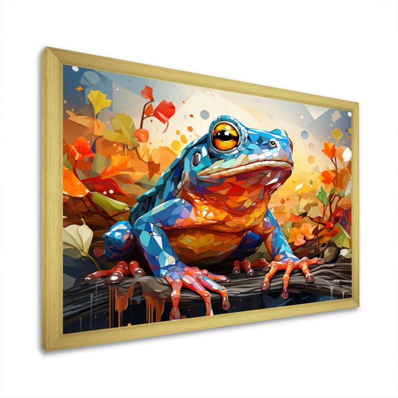Maricevich " Colourful Frog Harmony II ", H 12 po x l 20 po x P 1 po, Cadre doré à une seule photo