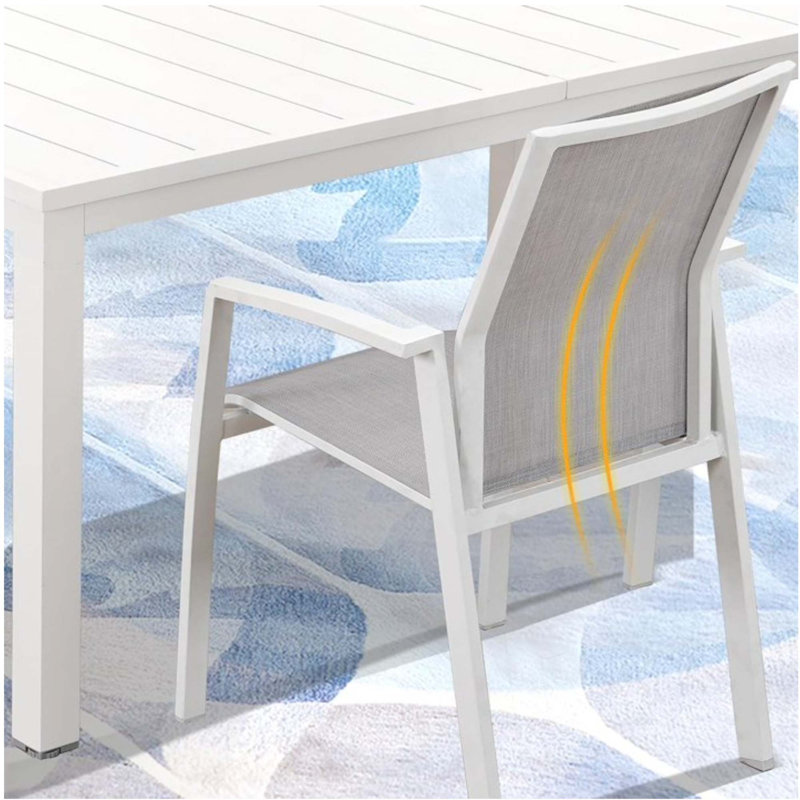 Ensemble de 4 chaises de patio en aluminium de 22,44 po de largeur, entièrement assemblées et empilables, 360 lb