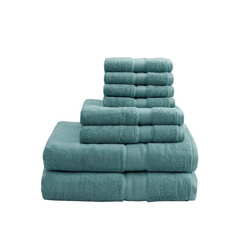 Ensemble de 8 serviettes 100 % coton avec traitement antimicrobien - Vert poudré