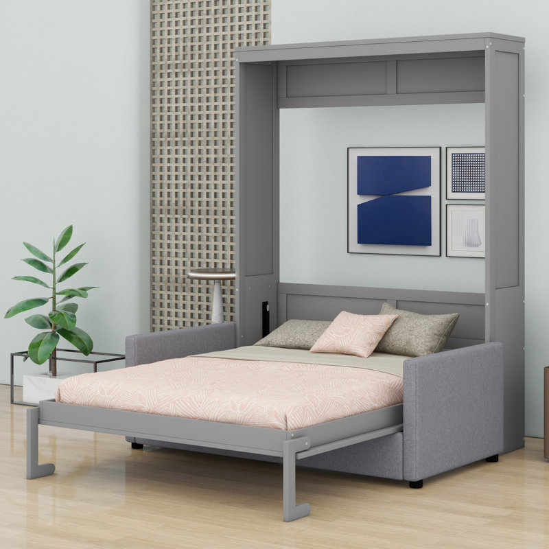 Lit escamotable mural Murphy avec coussin, gris