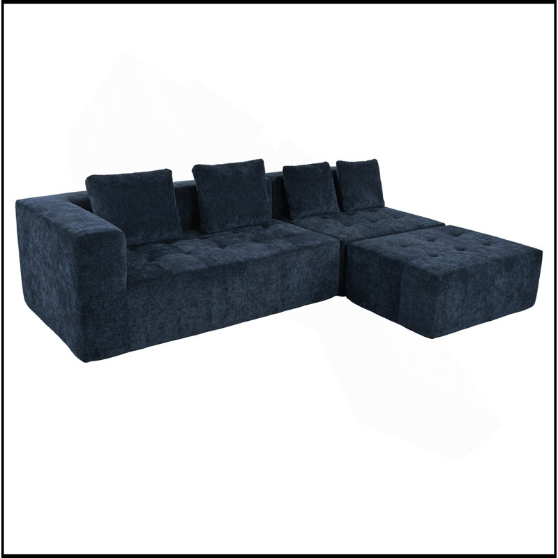 Grand canapé modulaire amovible moderne, ensemble de 3 pièces avec combinaison gratuite, comprenant 4 coussins, idéal pour le salon, la chambre à coucher et un appartement