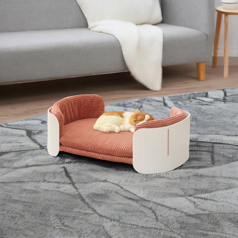 Lit d'intérieur pour chat, Taille moyenne: l 31,9 po x P 20,9 po, Blanc / Rose