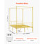 Structure de lit à baldaquin pleine grandeur, lit à baldaquin en métal avec tête de lit minimaliste et quatre affiches, support de lattes en acier robuste, espace de rangement sous le lit, aucun sommier requis, assemblage facile, doré