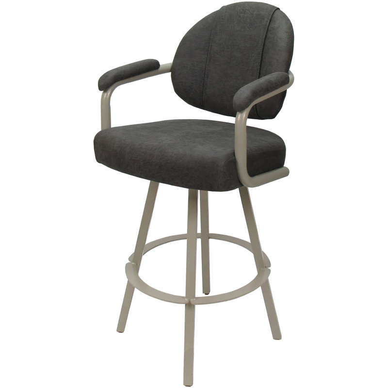 Swivel Upholstered Counter Stool with Metal Frame, Elk Polyester Blend/Beige Frame