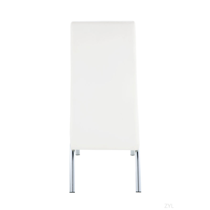 Ensemble de 2 chaises d'appoint en cuir synthétique blanc et finition chromée, Blanc