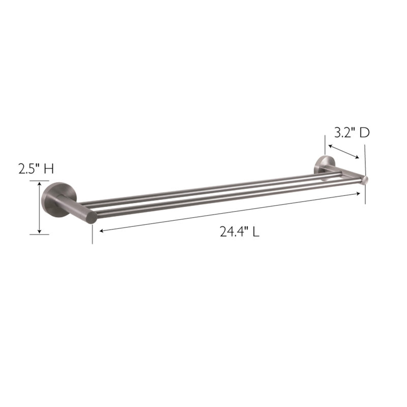 Double barre à serviettes 24 po Design House Kelton, Nickel satiné