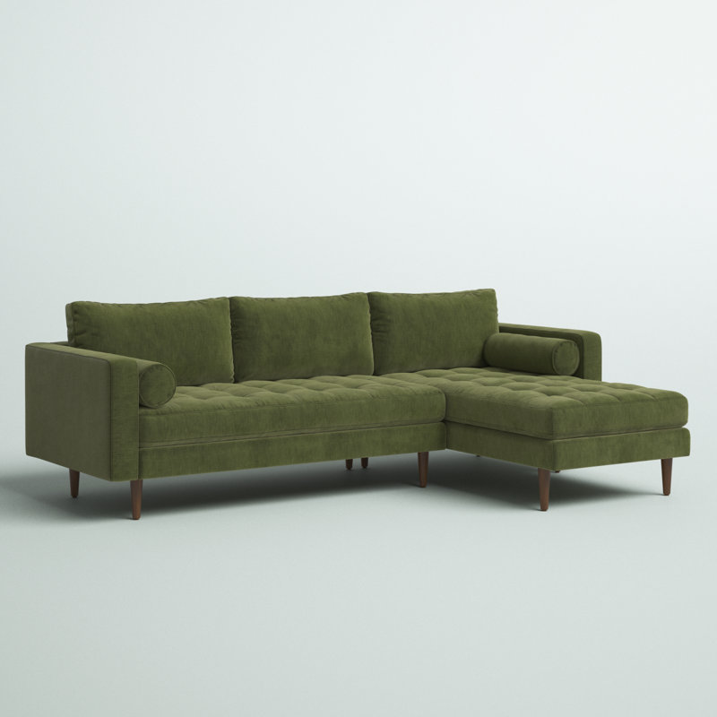 Canapé modulaire en velours de 104,5 po Napa, Velours vert délavé, Orienté à droite