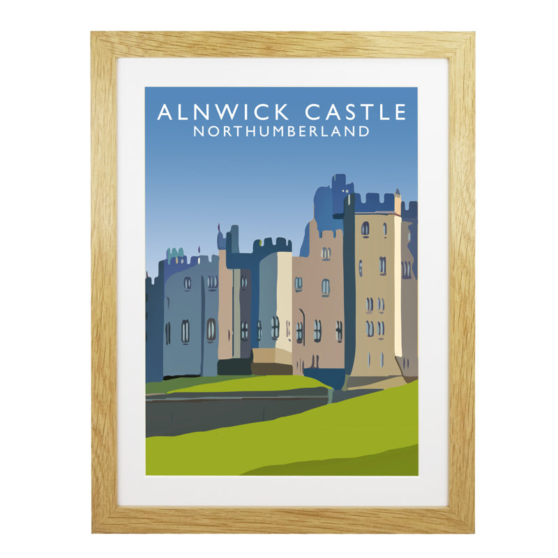 Alnwick Castle 2 by Richard O'Neil - Print, 43.5 cm H x 33.5 cm W x 2.2 cm D, Oak Wood Frame