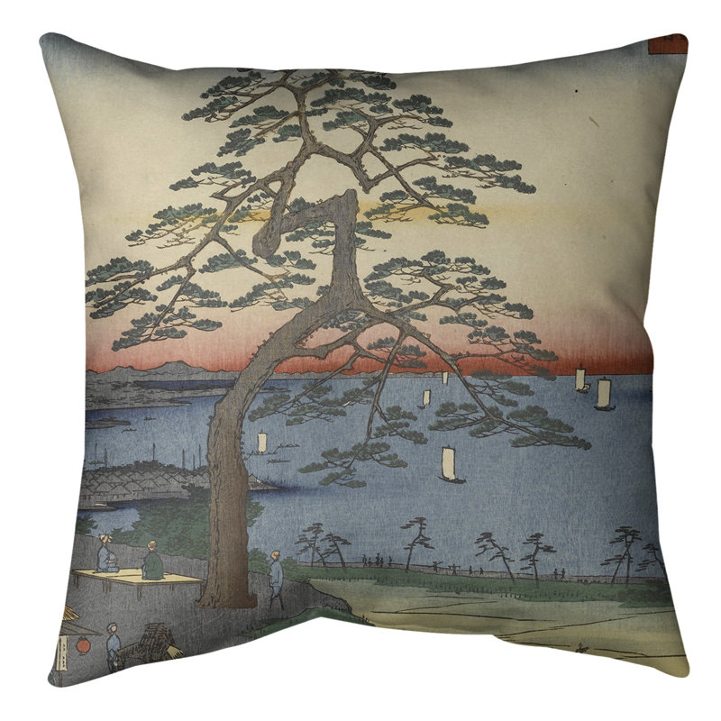 Coussin décoratif en pin à suspendre blindage, 18 po x 18 po, Bleu, Sergé de coton