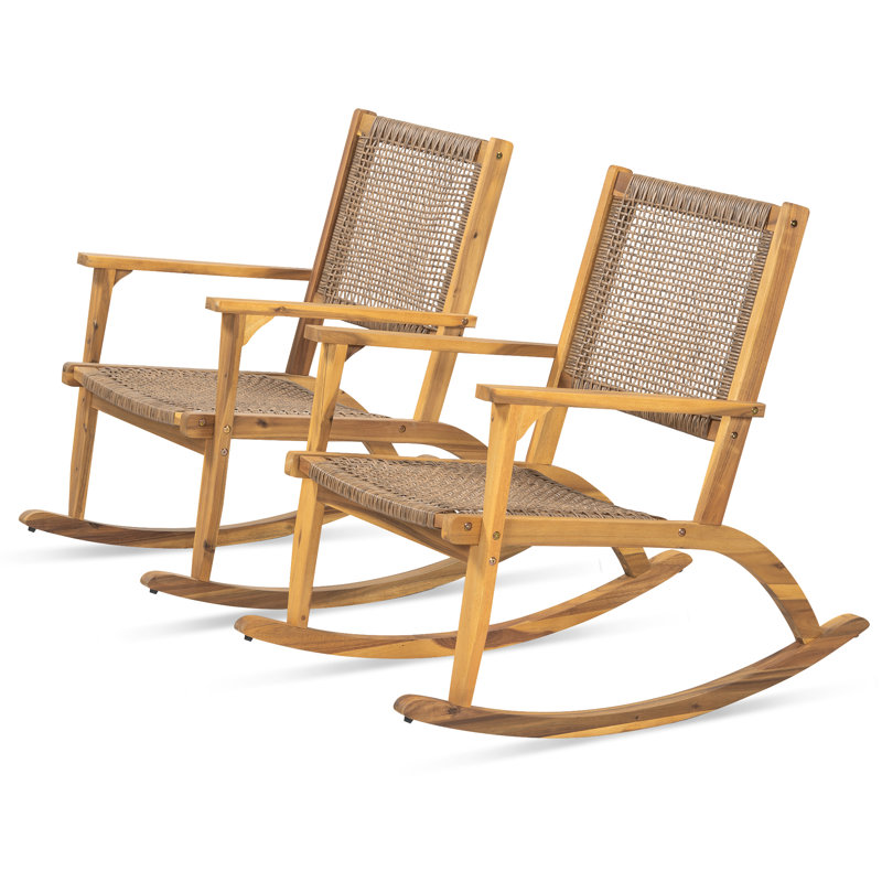 Ensemble de chaises berçantes 2 pièces pour patio, Naturel