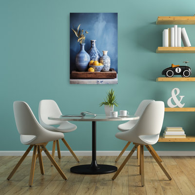 Nature morte Harmonie bleue, style rustique traditionnel vintage, affiche murale