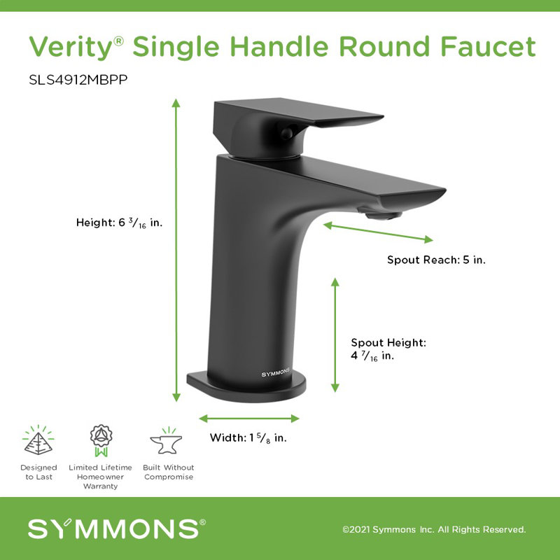 Verity Single Handle Bathroom Faucet with Push Pop Drain, Matte Black