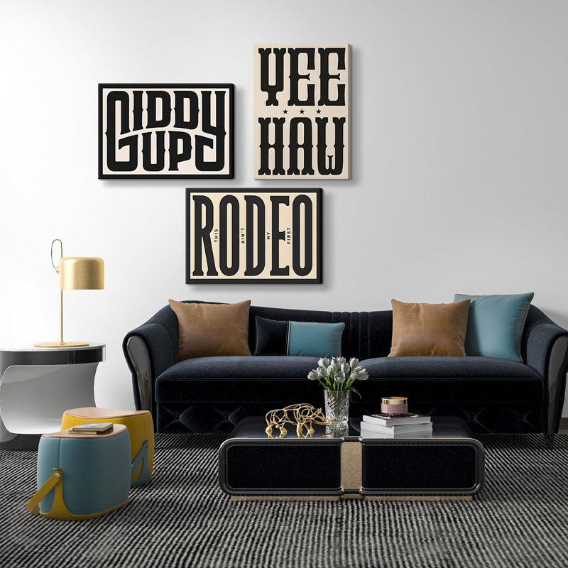 Western Wall Art Vintage Southwestern Canvas Wall Decor YEE HAW Wall Art Southwestern Country Ranch Poster Trendy Modern Cowboy Cowgirl Picture Print for Living Room Bedroom(12x16in)