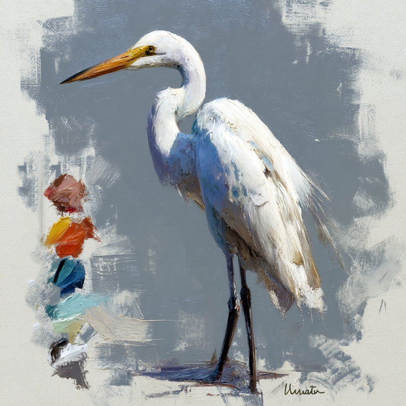 «White Egret Study», art mural sur toile tendue