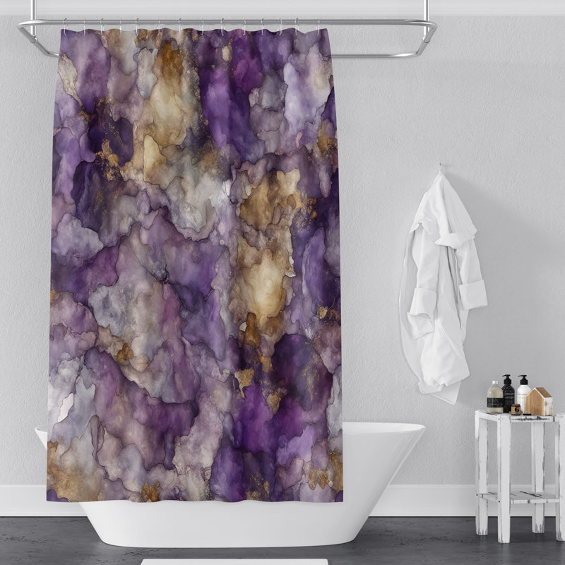 Rideau de douche en marbre Kailani, L 70 po x L 83 po, Soft Watercolor Marble