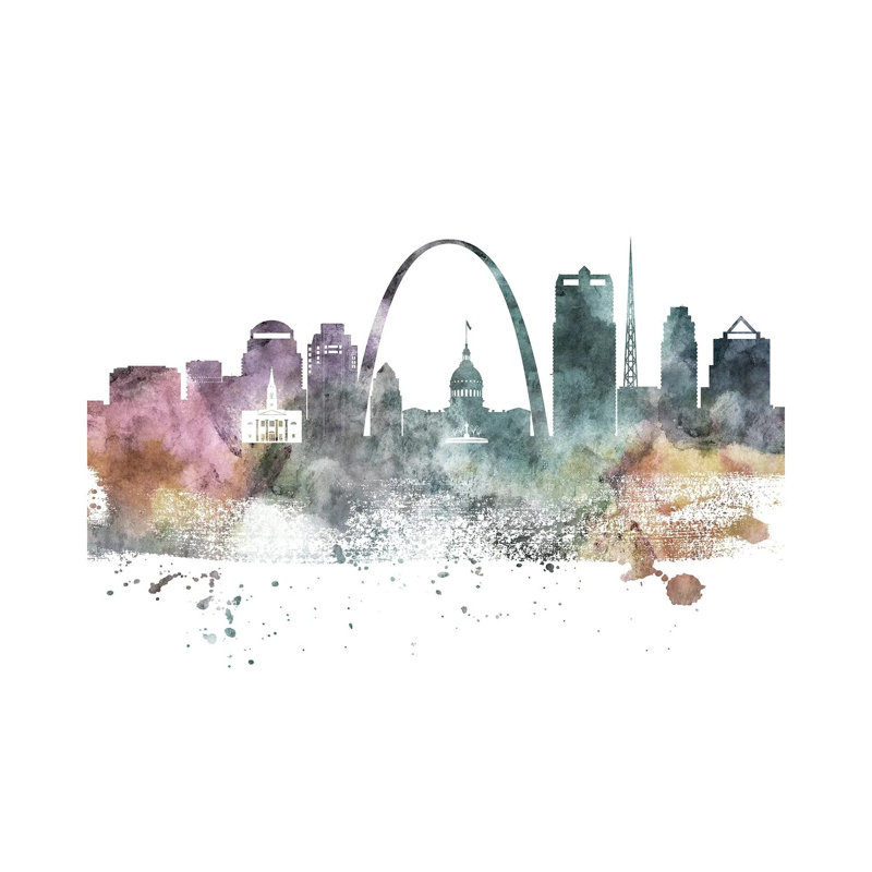 Saint Louis Pastel Skylines - Wrapped Canvas Print, 20.32cm H x 30.48cm W