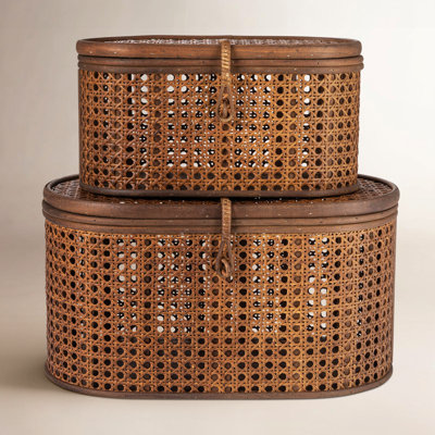 Edelie Coastal Rattan Decorative Basket - Set of 2