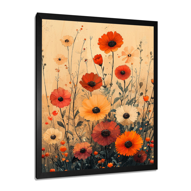 Murphree - art mural floral, H 32 po x l 24 po, Noir, Reproduction encadrée d'une seule photo