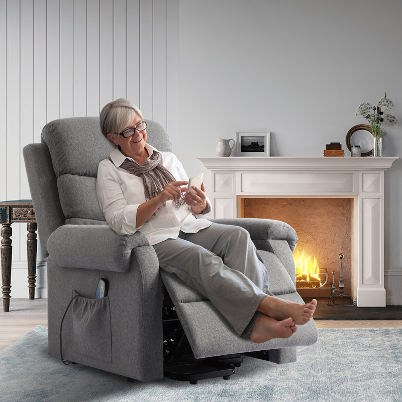 Fauteuil de massage inclinable électrique chauffant, Mélange de polyester gris foncé