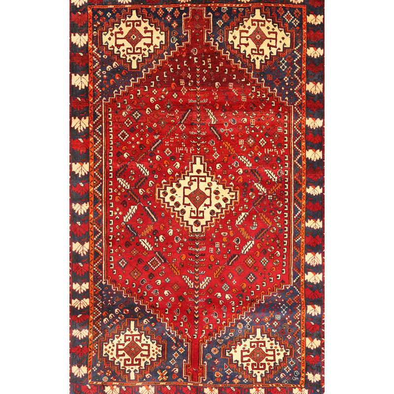 Tapis traditionnel rouge / beige Lanikai, Rectangle 5 pi x 7 pi