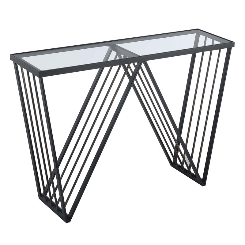 Venus Glass Top Console Table, 30" H x 42" D x 12" D