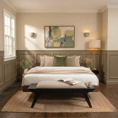 Noah Solid Wood Bench with Upholstered Cushion Seat