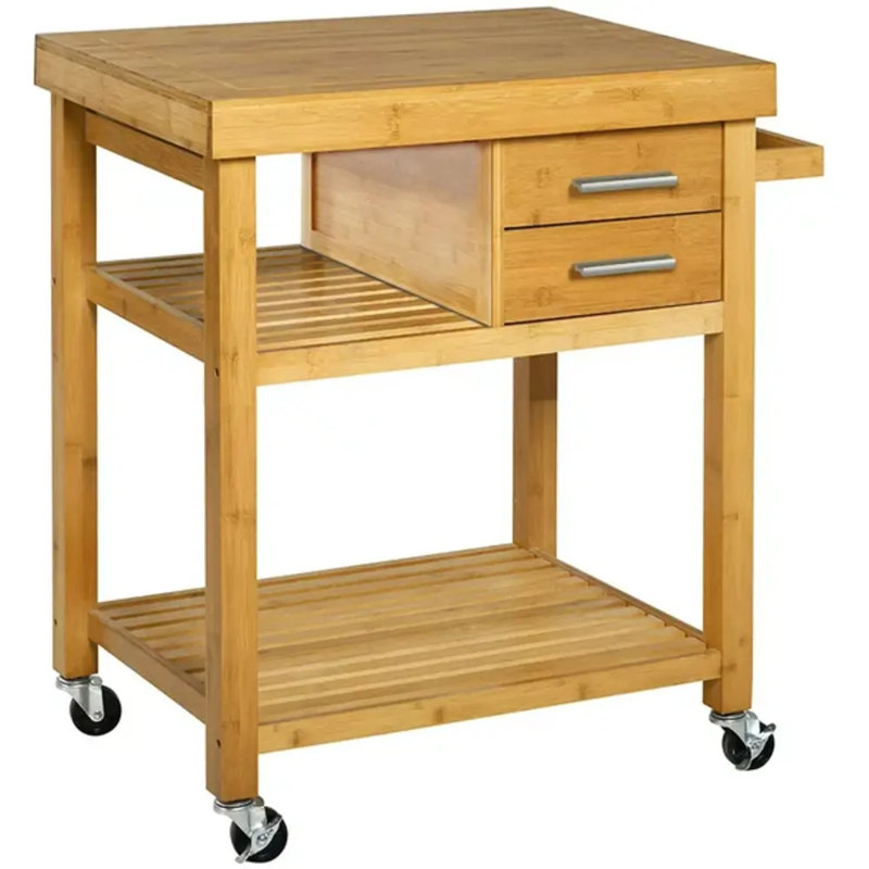 Alaaya Bamboo Kitchen Cart with Locking Wheels