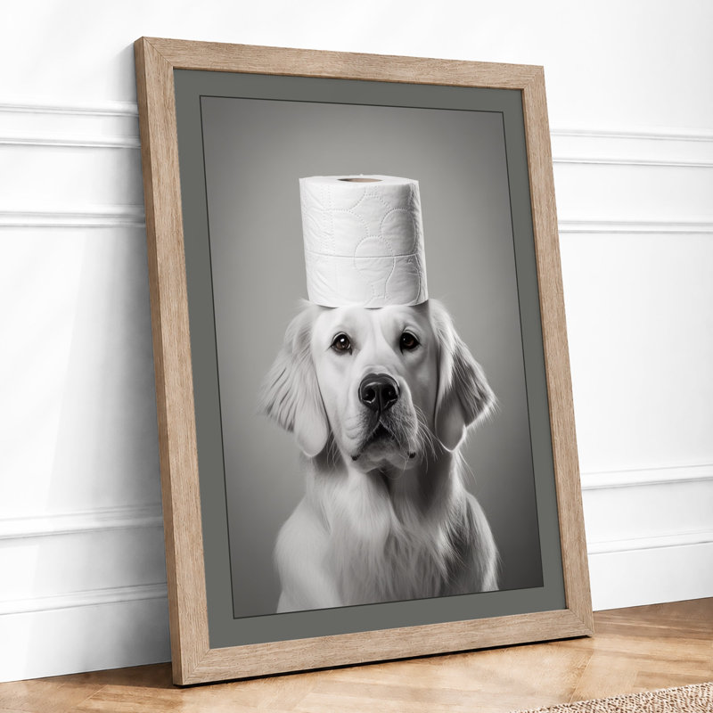 Toilet Paper Dog Modern - Print, Oak, A3 - 42.0 x 29.7 cm