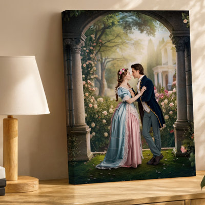 Toile, "Une scène romantique dans un jardin luxuriant"