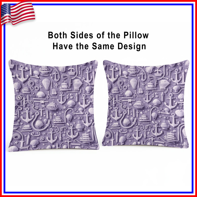 Coussins décoratifs Nautical Elements Anchors Shells, 16 x 16 pouces
