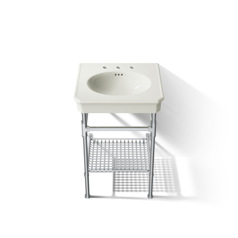 Lavabo de salle de bain à console rectangulaire 24 "Claude by Studio McGee, Dune / chrome poli, Robinet espacé