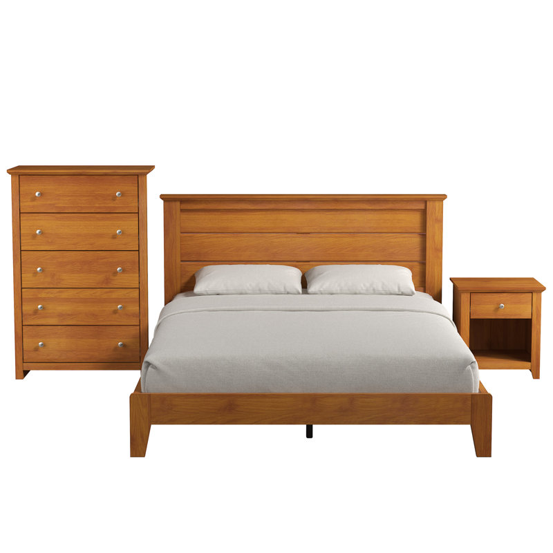 Ensemble de chambre à coucher 3 pièces Tevrat, Grand, Noyer ambré