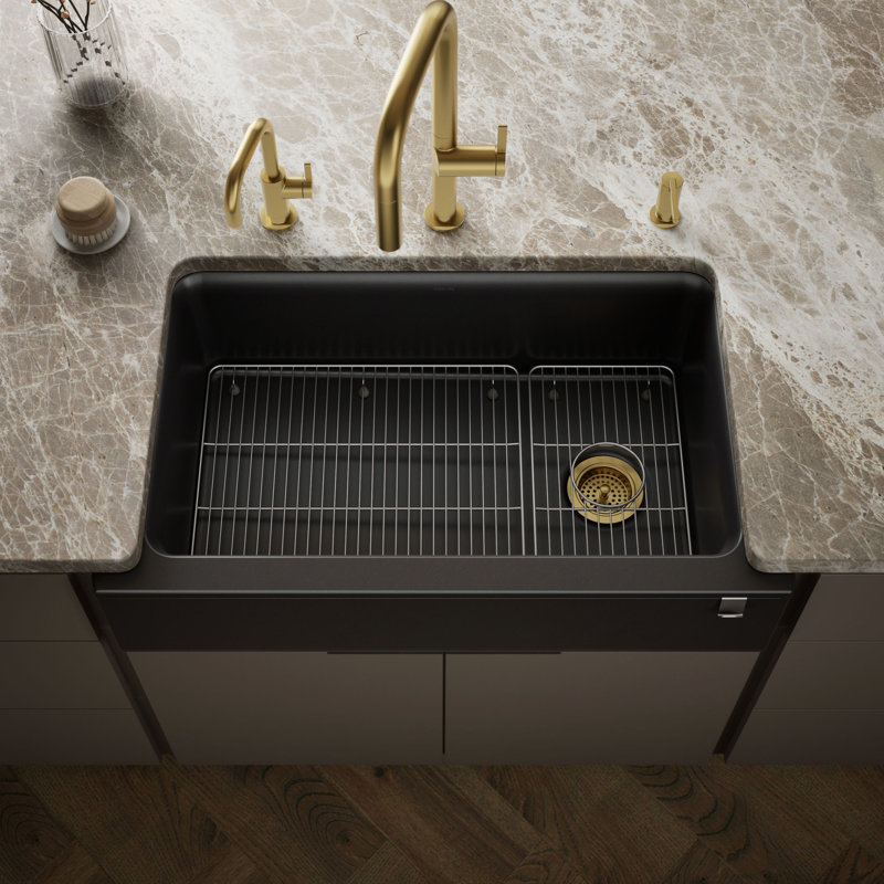 Cairn Undermount Single-Bowl Farmhouse Kitchen Sink, Black