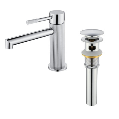Robinet de salle de bain à un trou avec ensemble de bonde escamotable Robinets de lavabo à poignée simple Robinets de lavabo en laiton avec valve