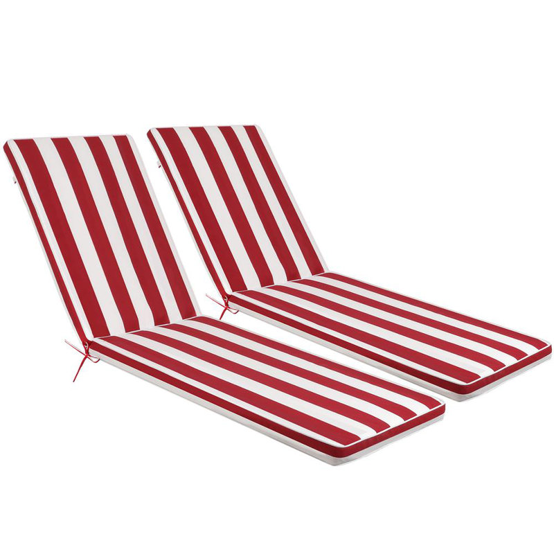 Ensemble de 2 coussins de chaise longue d'extérieur, Blanc/rouge, L 22,05 po x P 42,9 po