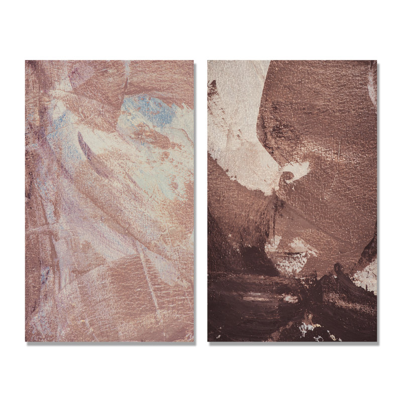 «Brown Abstract Paint Strokes», ensemble de 2 peintures sur toiles, Toile tendue, H 20 po x l 24 po x P 1 po