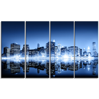 " Night New York City Mirrored " 4 - Pieces