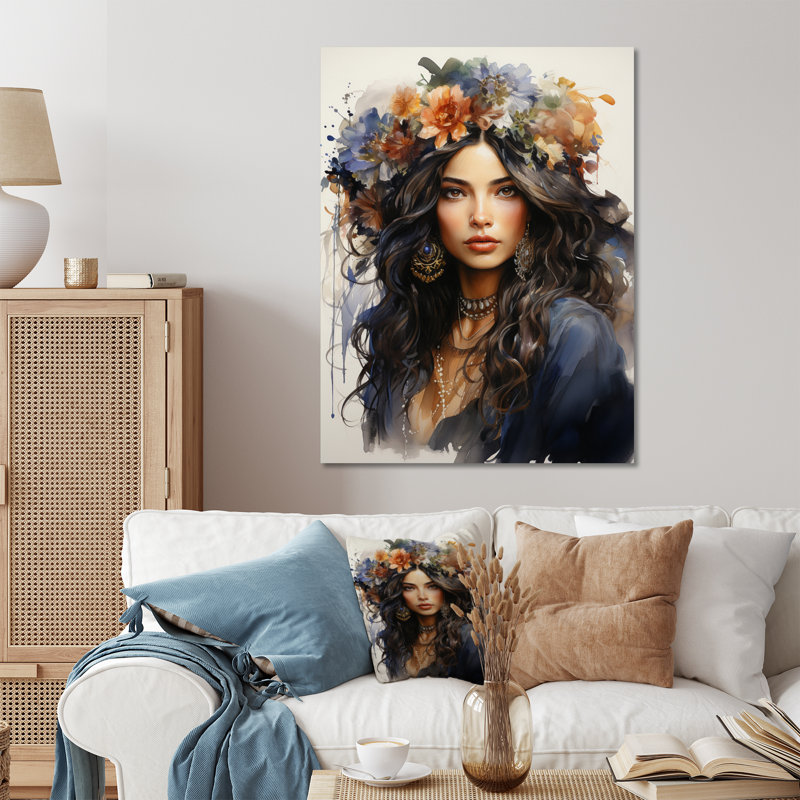 Décoration murale Boho Latina Bohemian Queen - Boho Woman, H 40 po x l 30 po x P 1 po