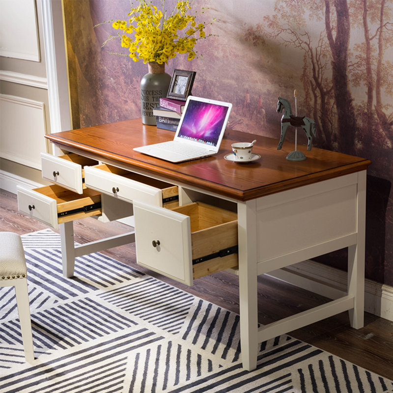 Bureau en bois massif de style américain minimaliste, H 29,53 po x l 50,39 po x P 27,56 po