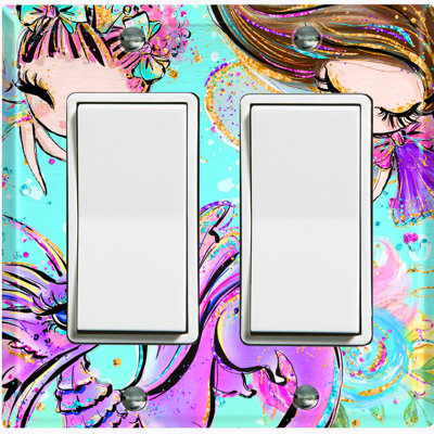 Fairy Princesses Seahorse Teal Flower People 2 - Gang Rocker Standard Wall Plate