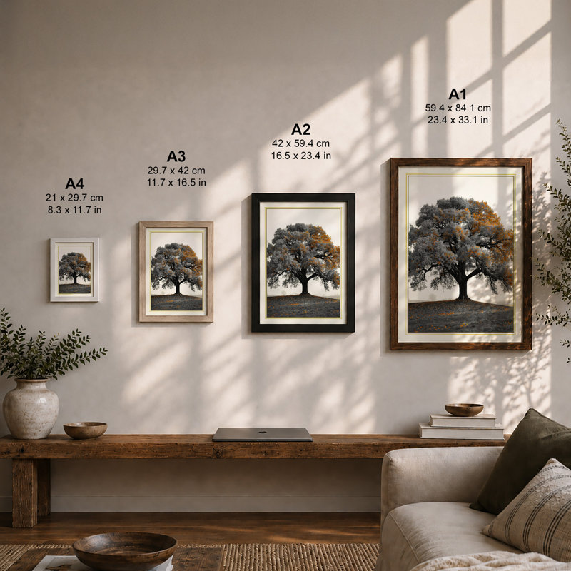 Enduring Oak Rustic - Print, A2 - 59.4 x 42.0 cm, White