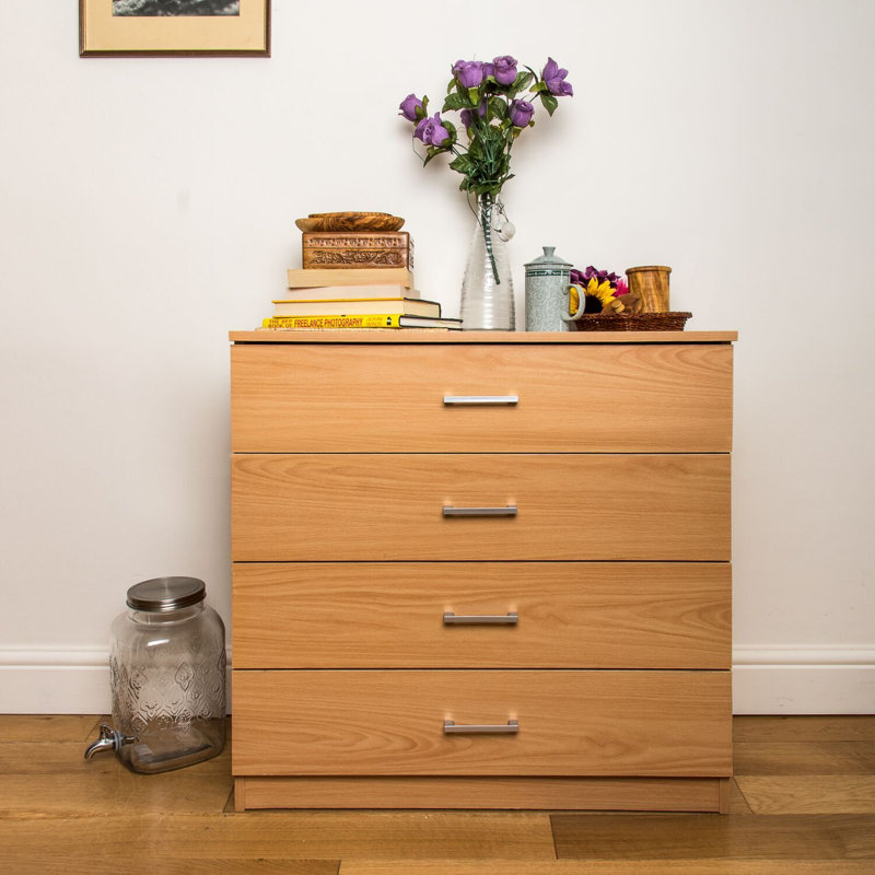4 Drawer 75 cm W Chest Dresser, Beech