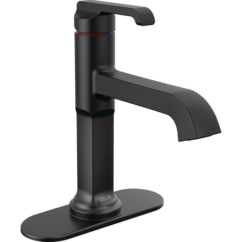 Tetra Single Hole Bathroom Faucet, Single Handle Bathroom Sink Faucet with Drain Assembly, Matte Black