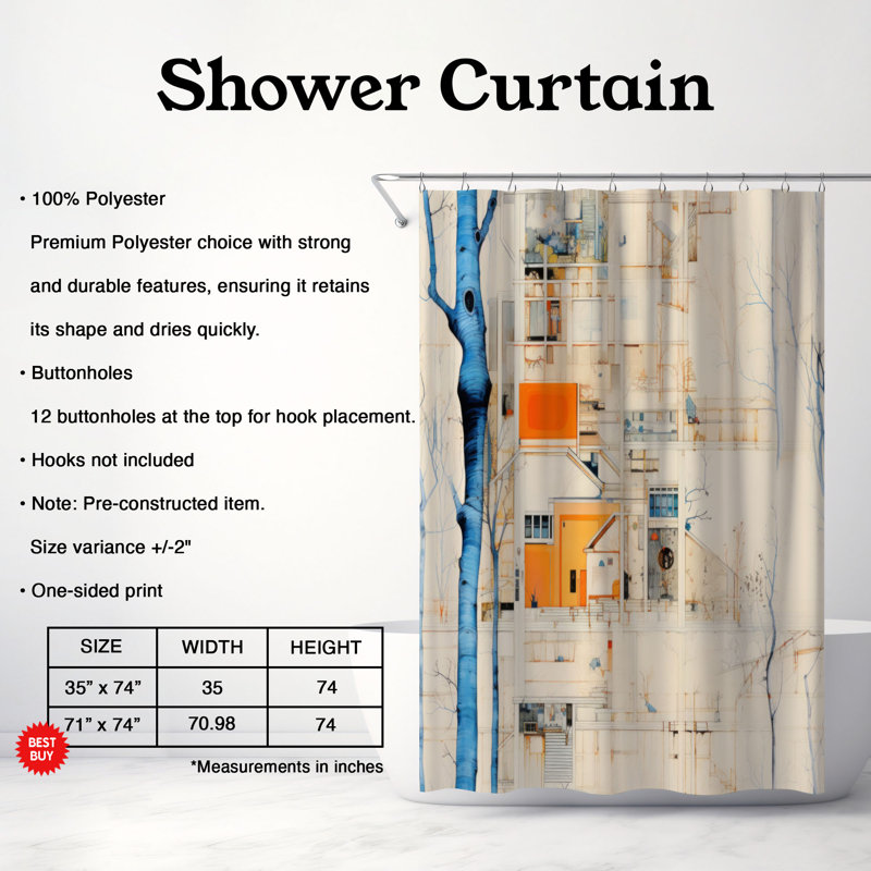 Rideau de douche Indara, H 74 po x l 71 po