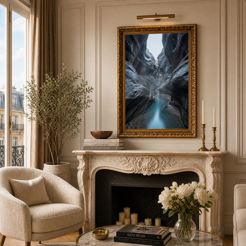 Art mural sur toile avec fente turquoise, H 24 po x l 16 po