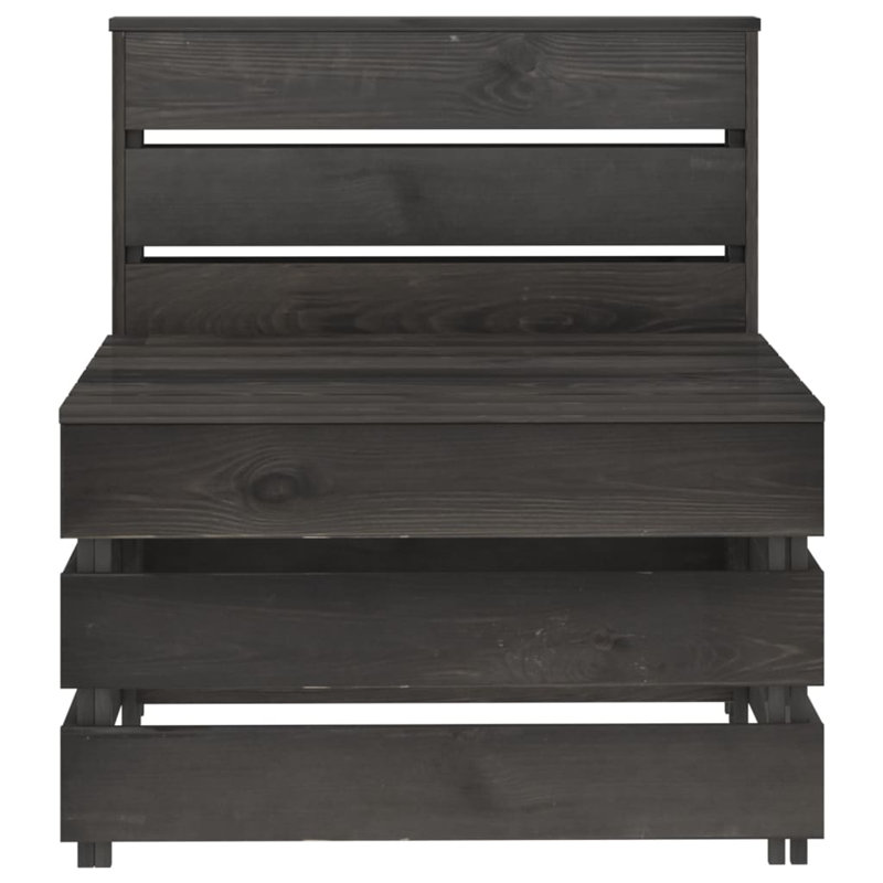 Severus Pine Outdoor Armless Lounge Chair, Dark Grey